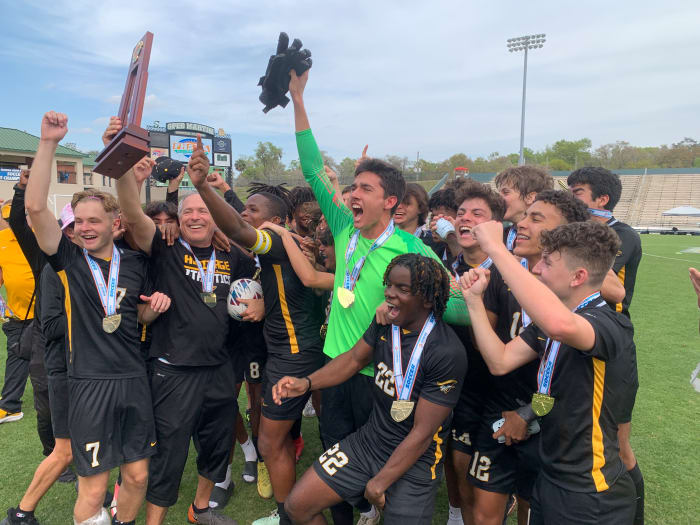 The American Heritage boys soccer team joined their school's girls team in winning 5A state soccer championships. The Patriot boys captured their title with a 3-1 win over Naples on Saturday.